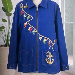 Bob Mackie Royal Blue Wearable Art Jacket size L NWT